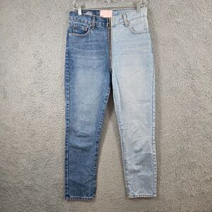 Revice Denim Jeans Yin Yang Crops Size 28 Tokyo Wash Two Tone Blue Zip Detail
